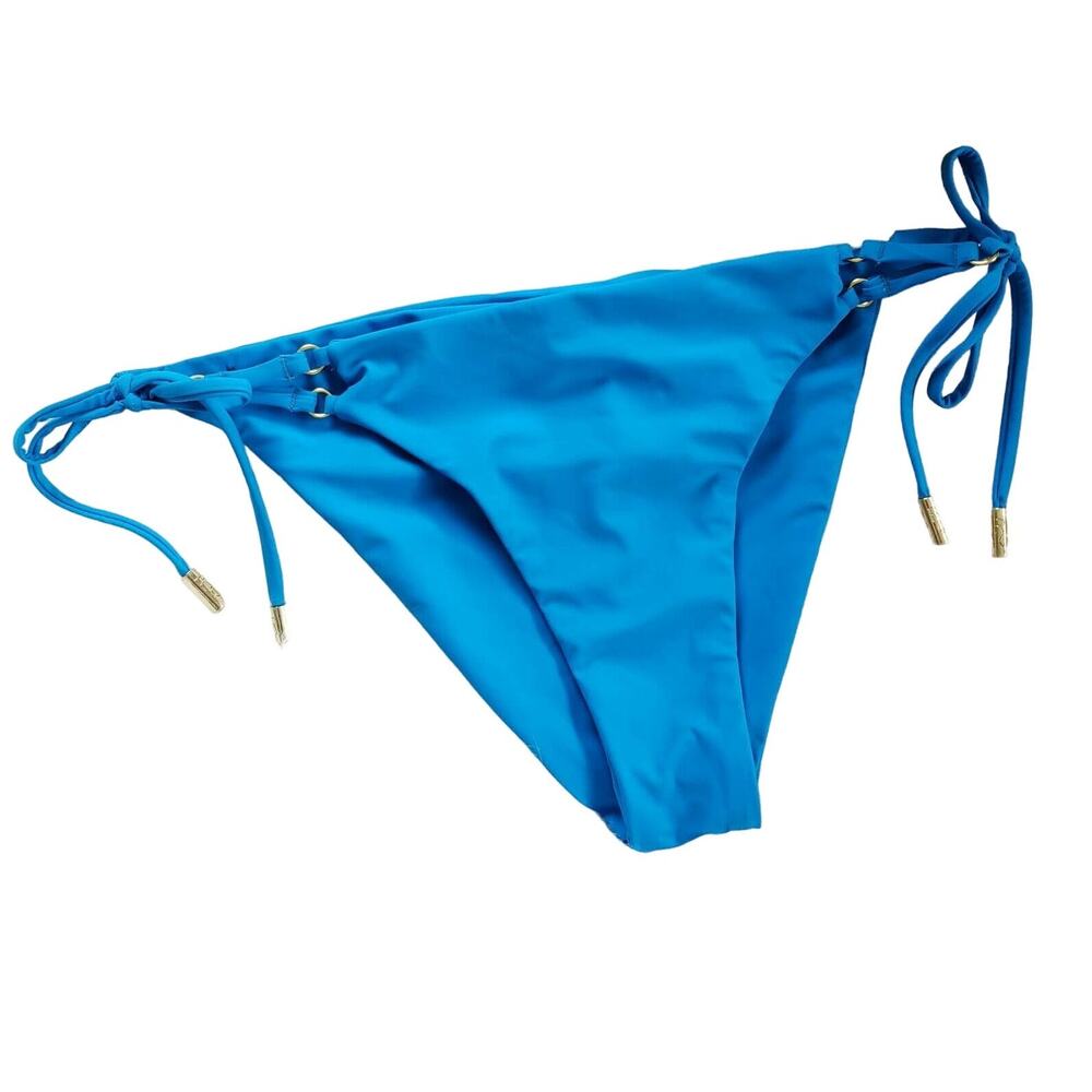 RED CARTER reversible swimsuit side tie bikini bottom cali cut azure Sz 8 M NEW